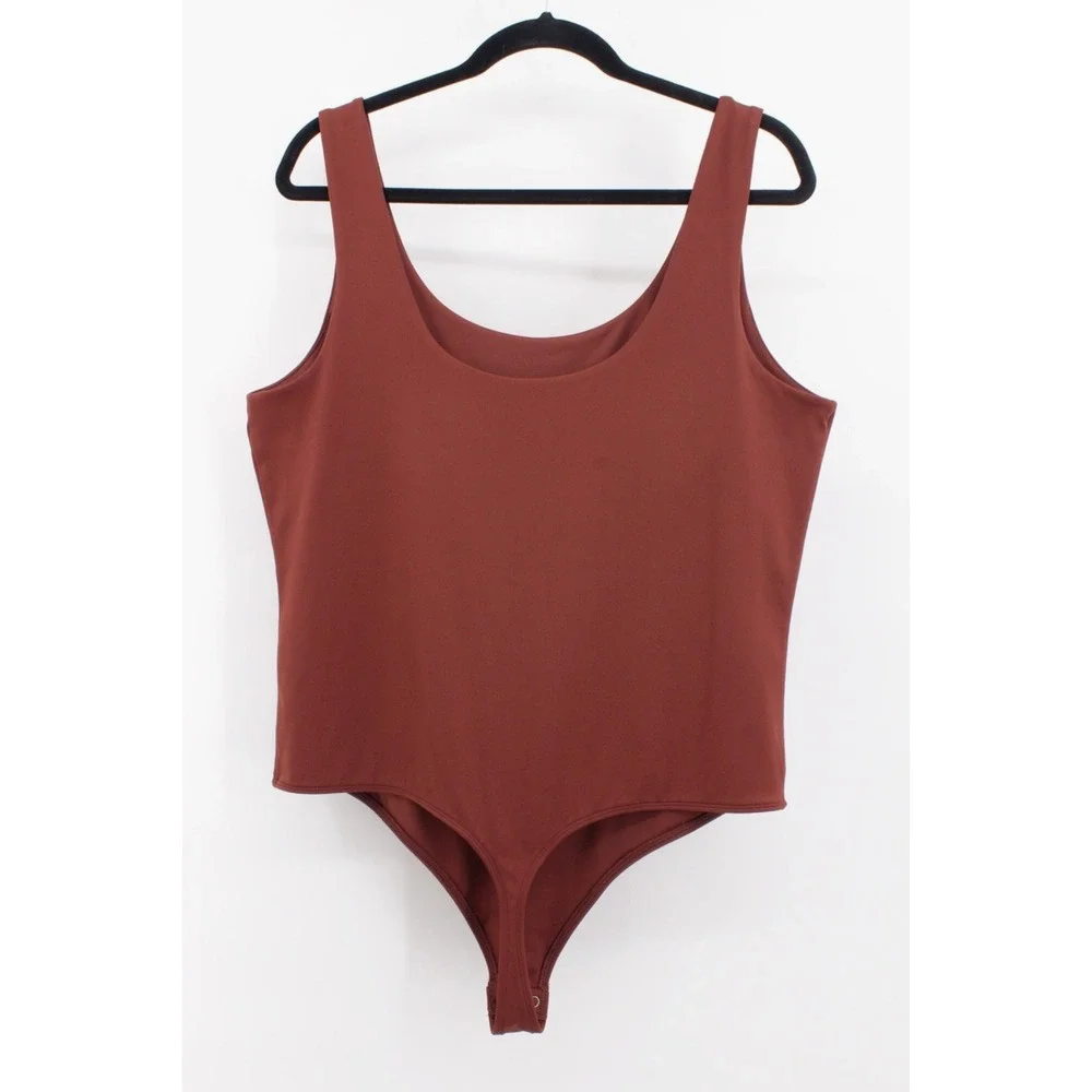 Express sleeveless body‎ contour thong bodysuit women's XL Cognac Brown